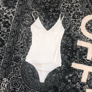 Aritzia Talula White Ribbed Bodysuit